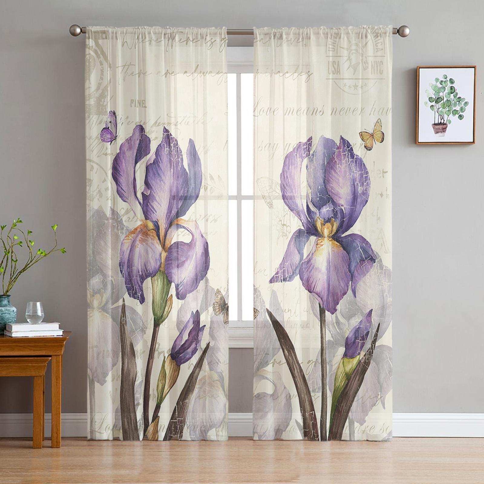 Vintage Butterfly Purple Iris Sheer Curtains Modern Gauze Curtain for Living Room Bedroom Voile Yarn Curtains W135 x H114cm
Vintage Butterfly Purple Iris Sheer Curtains Modern Gauze Curtain for Living Room Bedroom Voile Yarn Curtains W135 x H114cm