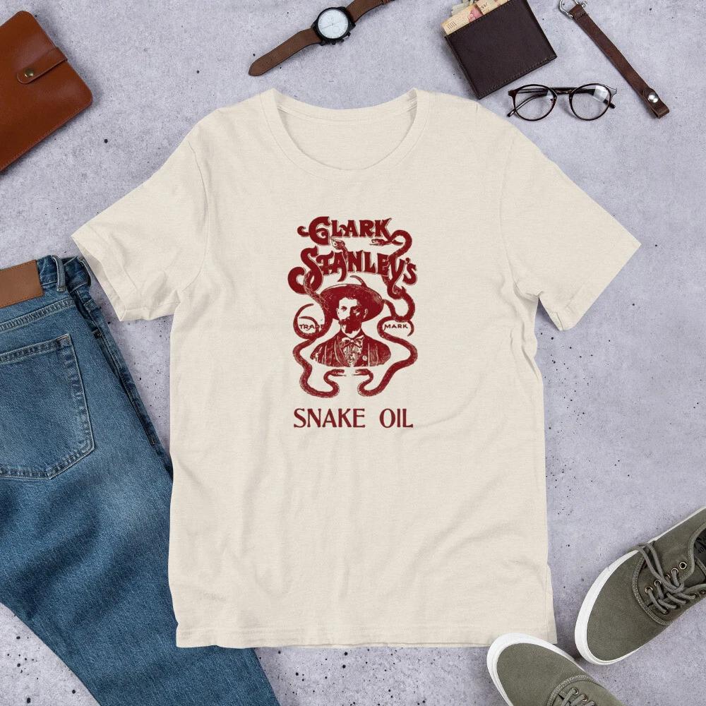 CLARK STANLEYS SNAKE OIL Футболка в антикварном стиле с коротким рукавом, унисекс, 100% хлопок, мужские футболки, топ 3XL
CLARK STANLEYS SNAKE OIL Футболка в антикварном стиле с коротким рукавом, унисекс, 100% хлопок, мужские футболки, топ 3XL