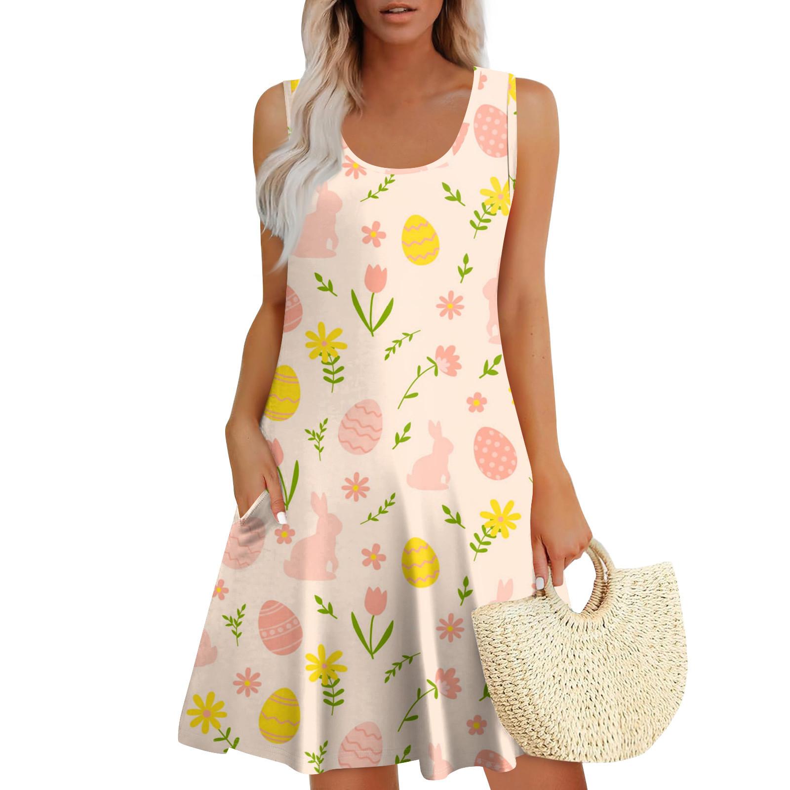 Женские летние платья Пасхальный принт Свободные сарафаны без рукавов с U-образным вырезом Платье с карманами XXL
Женские летние платья Пасхальный принт Свободные сарафаны без рукавов с U-образным вырезом Платье с карманами XXL