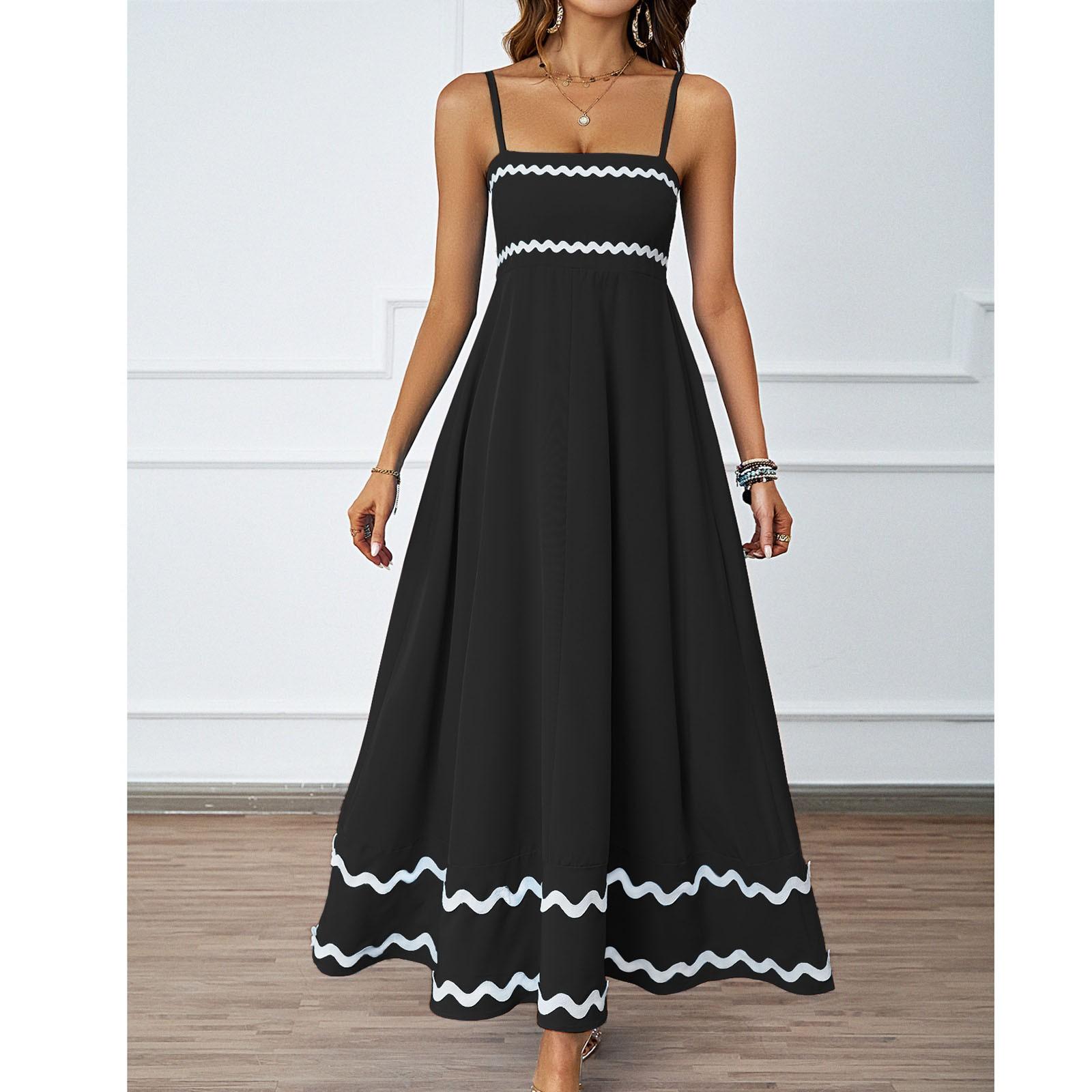 Женское свободное однотонное кружевное пэчворк-платье без бретелек с подвязками, платье большого размера L чёрный