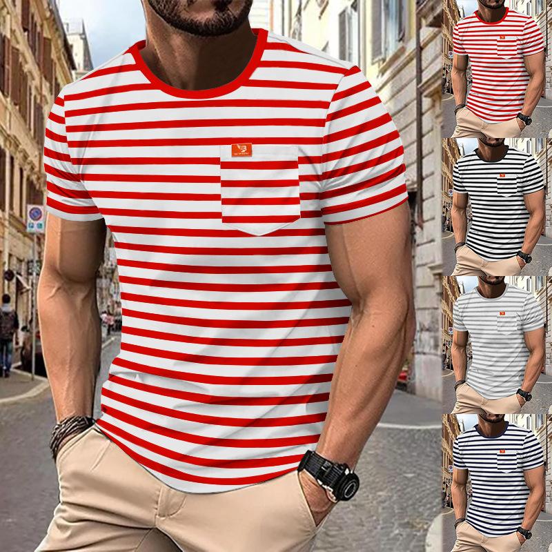 Cross-border men s clothing large-size new summer men s fashion casual striped short-sleeved top men s crew neck T-shirt now S
Cross-border men s clothing large-size new summer men s fashion casual striped short-sleeved top men s crew neck T-shirt now S