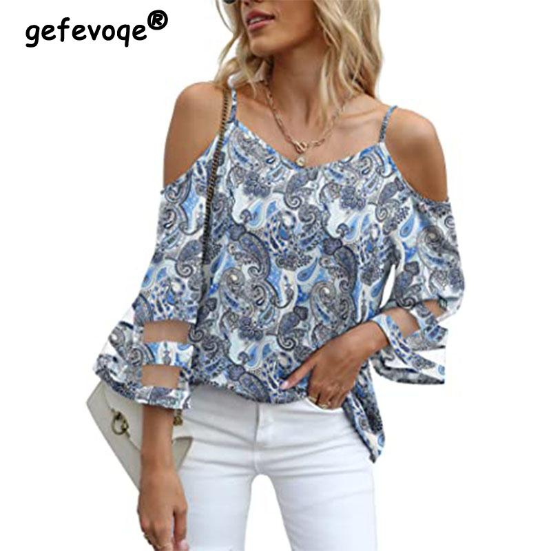 Women Sexy Off Shoulder Mesh Patchwork Blouses Summer Trendy V Neck 3/4 Sleeve Loose Shirts Vintage Paisley Print Blusas Mujer S синій
Women Sexy Off Shoulder Mesh Patchwork Blouses Summer Trendy V Neck 3/4 Sleeve Loose Shirts Vintage Paisley Print Blusas Mujer S синій