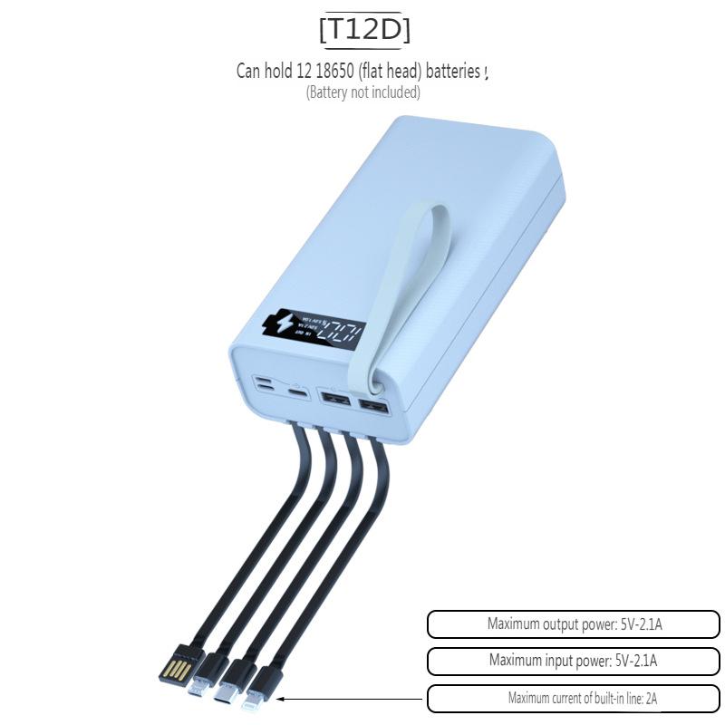 T12D 18650 DIY Power Bank Base с кабелем Micro USB Type C, фонариком, чехлом для быстрого Power Bank 18650, держателем для аккумулятора, зарядным устройством Normal version белый
T12D 18650 DIY Power Bank Base с кабелем Micro USB Type C, фонариком, чехлом для быстрого Power Bank 18650, держателем для аккумулятора, зарядным устройством Normal version белый