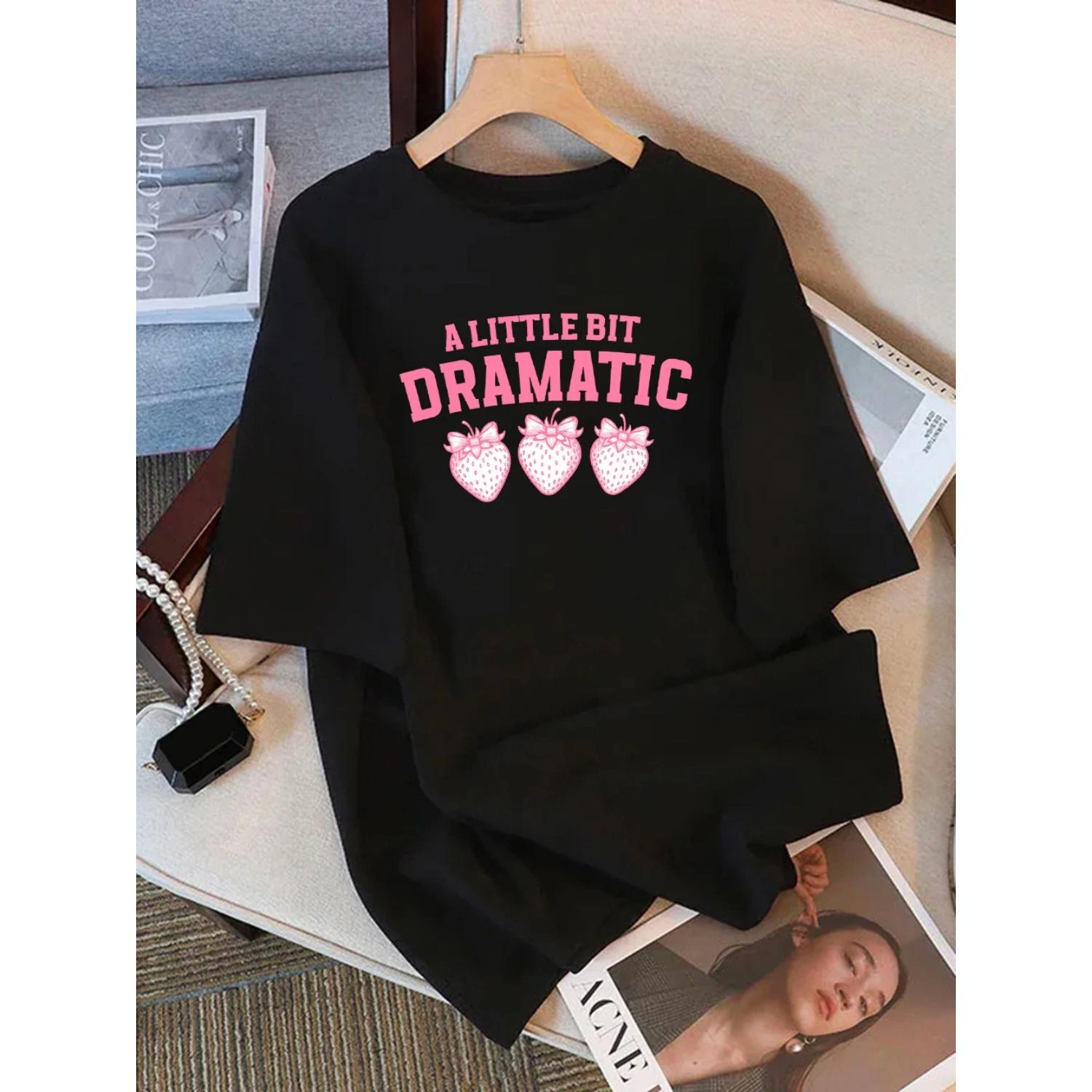 Summer T-Shirts Cotton Women A Little Bit Dramatic Strawberry Prints Short Sleeve Soft Loose O-Neck Tops All-Match Woman Clothes S чёрный
Summer T-Shirts Cotton Women A Little Bit Dramatic Strawberry Prints Short Sleeve Soft Loose O-Neck Tops All-Match Woman Clothes S чёрный