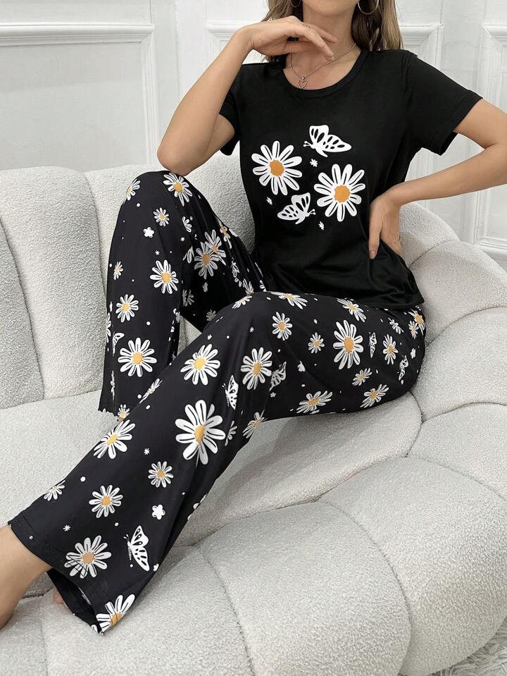 Homewear Daisy Printed Short Sleeve Trousers Four Seasons Comfort Suit Women L
Homewear Daisy Printed Short Sleeve Trousers Four Seasons Comfort Suit Women L