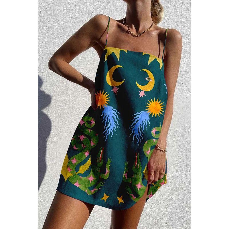 Fashion Cross-Border New Arrival Print Small Sling Sexy Open Back Adjustable Shoulder Strap Dress Private Clothes Socialite Style Green S
Fashion Cross-Border New Arrival Print Small Sling Sexy Open Back Adjustable Shoulder Strap Dress Private Clothes Socialite Style Green S