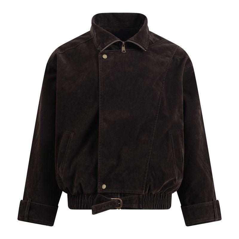 Kisko Design-Inspired Vintage Suede Diagonal Placket Stand Collar Unisex Autumn and Winter Trendy Brand Cool Silhouette Vintage Jacket Brown X L
Kisko Design-Inspired Vintage Suede Diagonal Placket Stand Collar Unisex Autumn and Winter Trendy Brand Cool Silhouette Vintage Jacket Brown X L