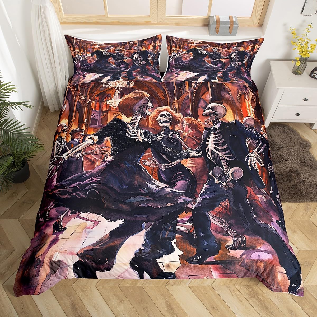 Dancing Skull Duvet Cover For Kids Teens Queen Lightweight Quilt Cover With 2 Pillowcase Funny Skull Happy Halloween Bedding Set EU Single(135*200cm)3pcs
Dancing Skull Duvet Cover For Kids Teens Queen Lightweight Quilt Cover With 2 Pillowcase Funny Skull Happy Halloween Bedding Set EU Single(135*200cm)3pcs