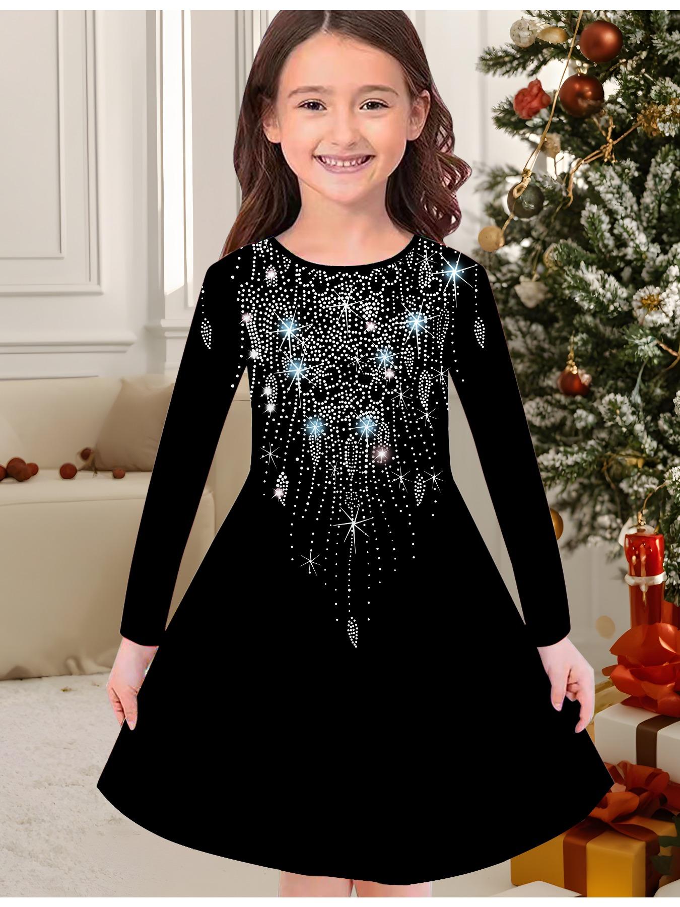 Girls Autumn and Winter Fashion Dress, 3D Flash Diamond Print Round Neck Long Children s T-shirt Dress, Casual Versatile, Christmas Clothing 170 чёрный
Girls Autumn and Winter Fashion Dress, 3D Flash Diamond Print Round Neck Long Children s T-shirt Dress, Casual Versatile, Christmas Clothing 170 чёрный