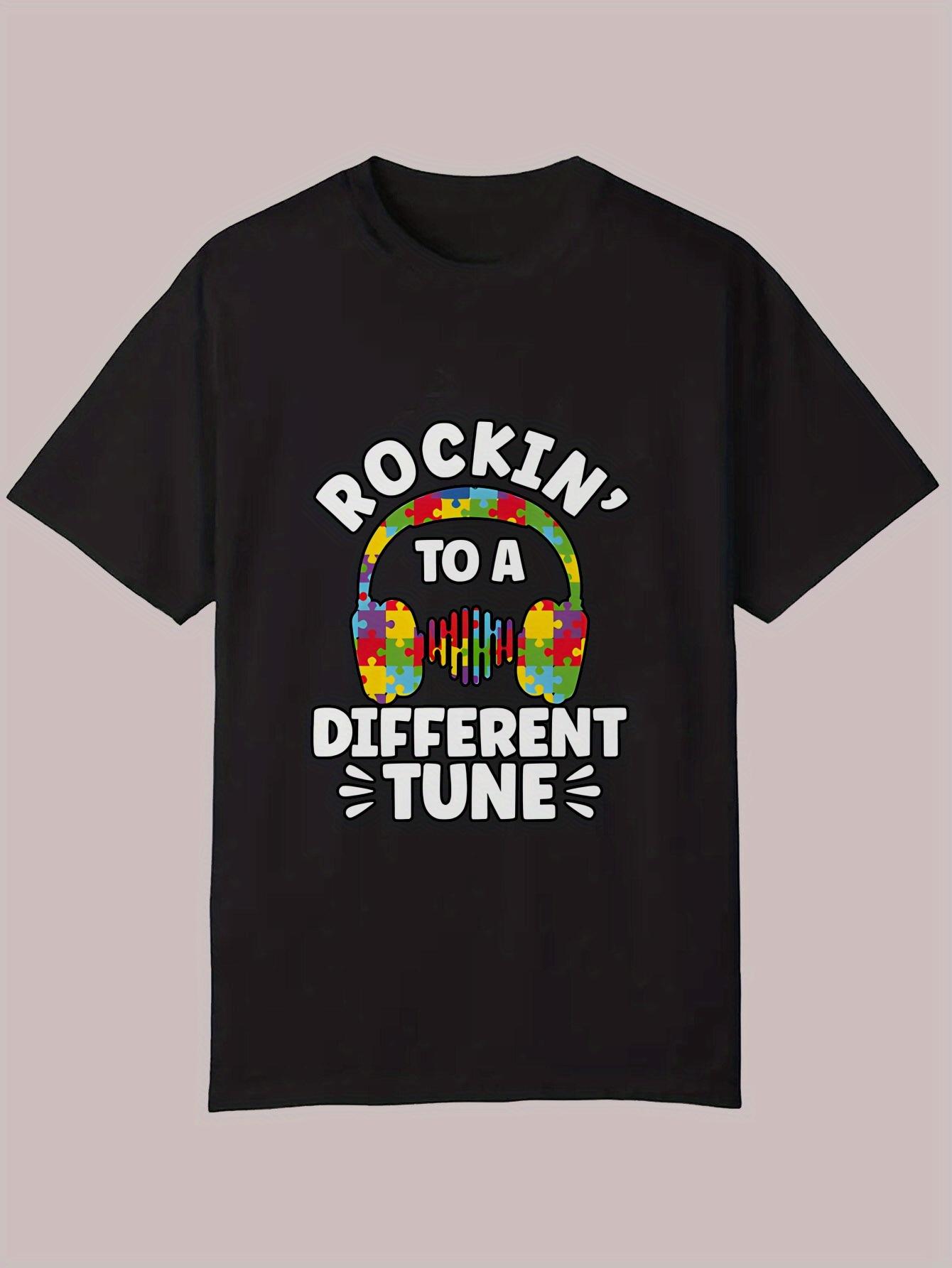 Casual Summer T-shirt with Colorful Headphones Design - Rockin to a Different Tune Text L
Casual Summer T-shirt with Colorful Headphones Design - Rockin to a Different Tune Text L