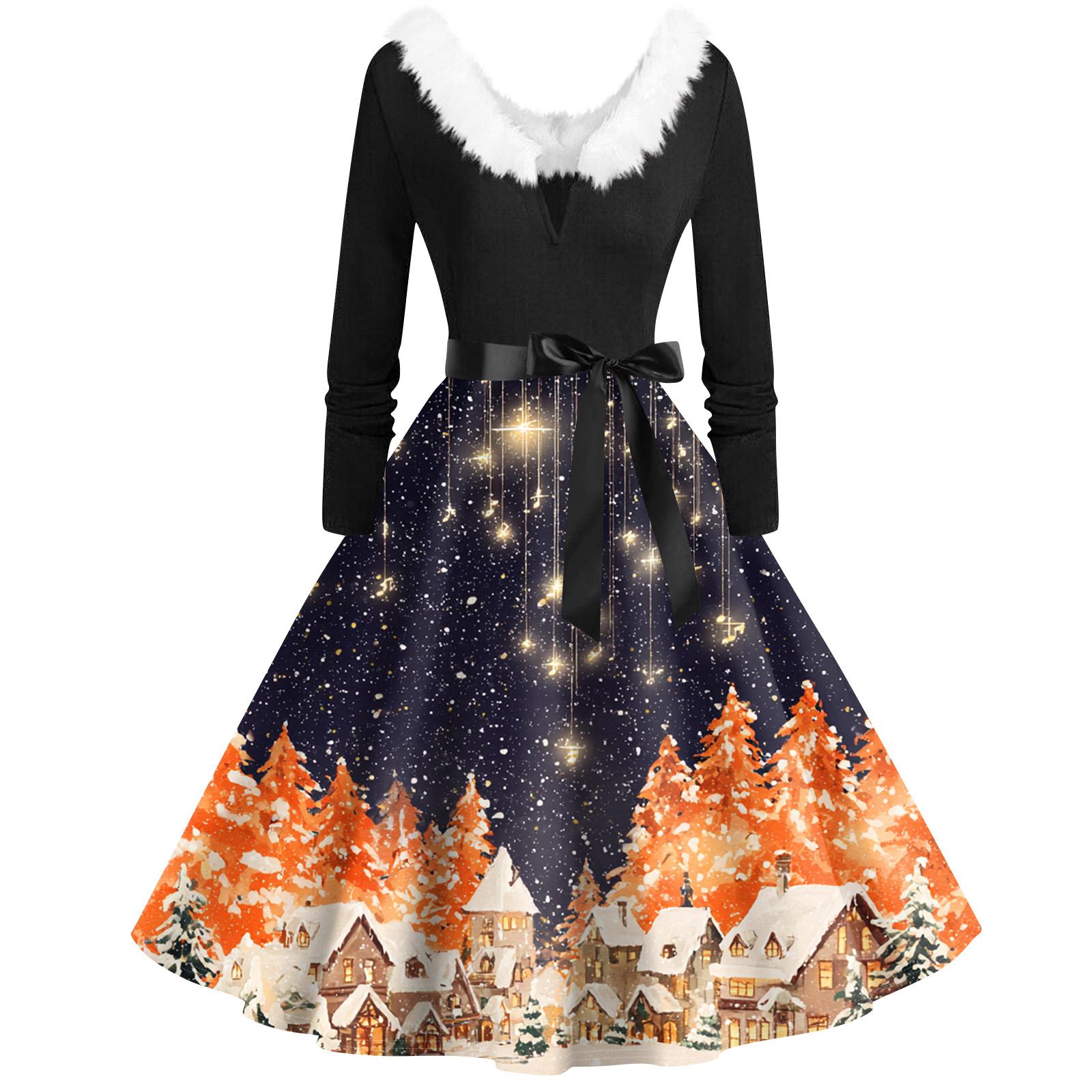 Жіночі модні повсякденні тонкі різдвяні різдвяні сукні з довгим рукавом і коміром з V-подібним вирізом XXL помаранчевий
Жіночі модні повсякденні тонкі різдвяні різдвяні сукні з довгим рукавом і коміром з V-подібним вирізом XXL помаранчевий