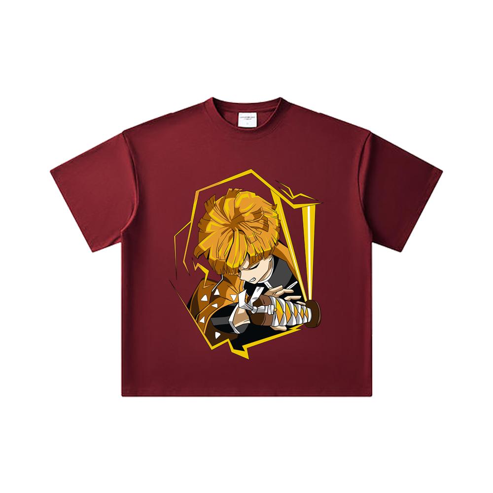260 GSM Double Yarn 32 Count 100% Cotton Demon Slayer V109 Zenitsu Print Unisex Heavy Cotton T Shirt 2XL вина червоного кольору
260 GSM Double Yarn 32 Count 100% Cotton Demon Slayer V109 Zenitsu Print Unisex Heavy Cotton T Shirt 2XL вина червоного кольору