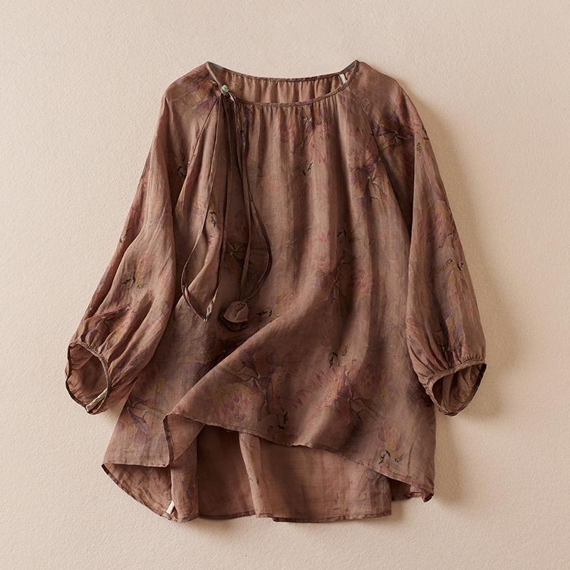 Women s Cotton Linen Shirt Loose Floral Short Sleeves Top O-Neck Ladies Clothing Summer 2XL кавовий
Women s Cotton Linen Shirt Loose Floral Short Sleeves Top O-Neck Ladies Clothing Summer 2XL кавовий