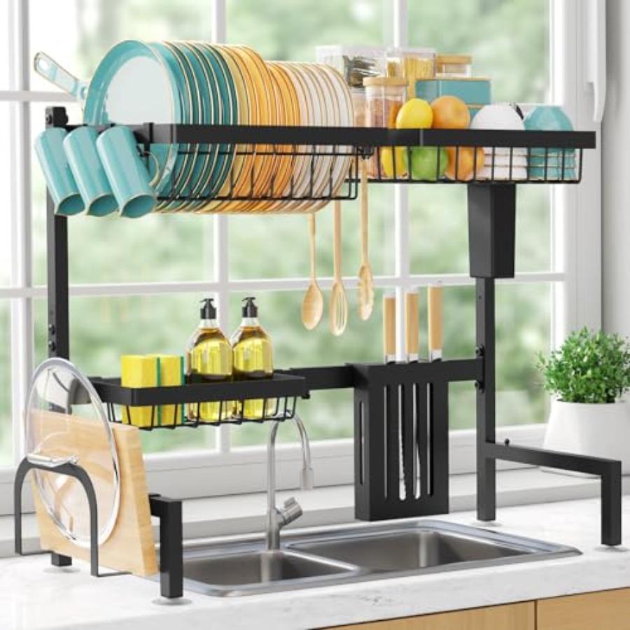 Over The Sink Dish Drying Rack - Adjustable 2 Tier Large Ccity Stainless Steel Drainer with Cutlery Utensil Holders Kitchen Sto United States
Over The Sink Dish Drying Rack - Adjustable 2 Tier Large Ccity Stainless Steel Drainer with Cutlery Utensil Holders Kitchen Sto United States