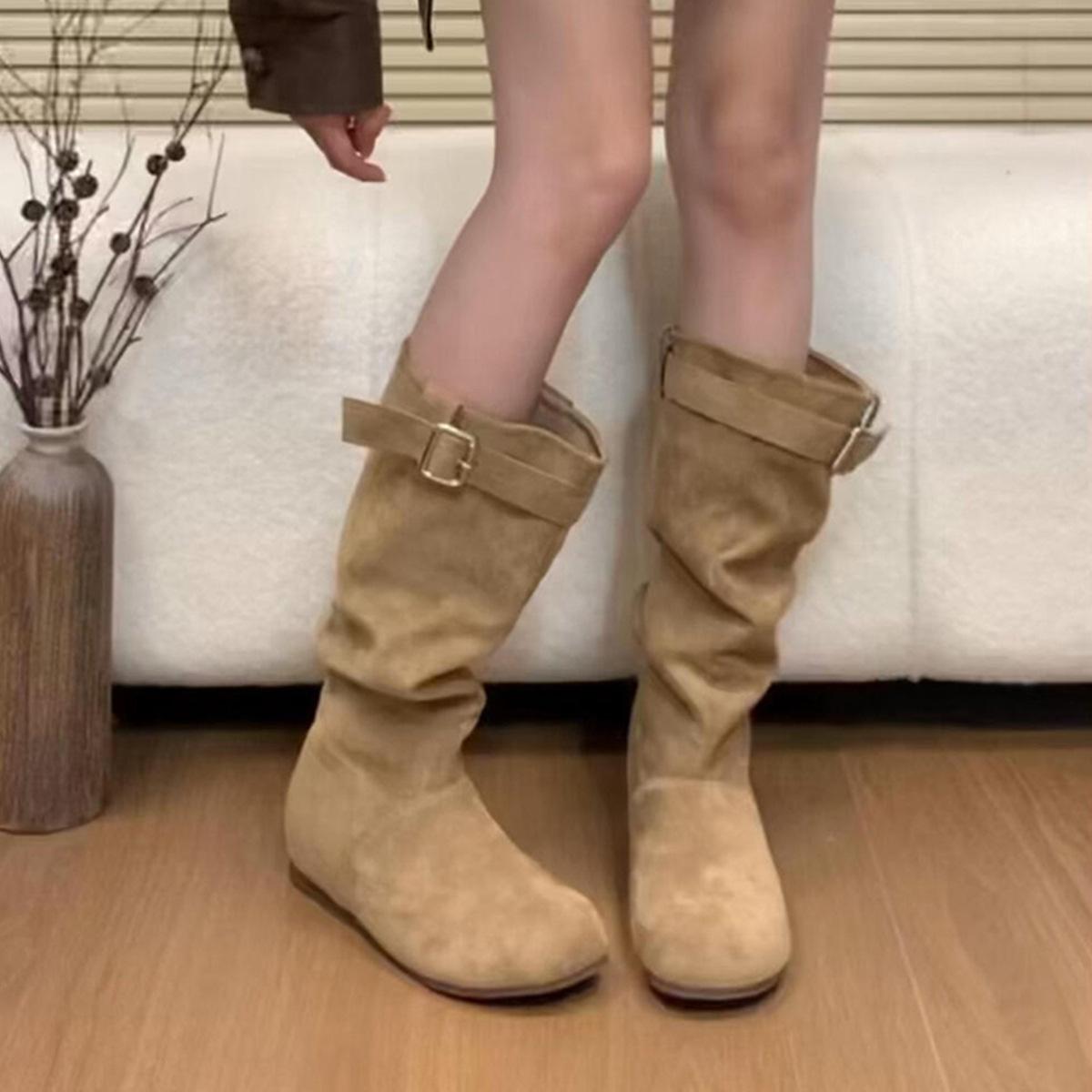 Vintage design pleated stacking boots women s inner heightening belt buckle slim suede Birkenstock knight boots 39 хакі
Vintage design pleated stacking boots women s inner heightening belt buckle slim suede Birkenstock knight boots 39 хакі