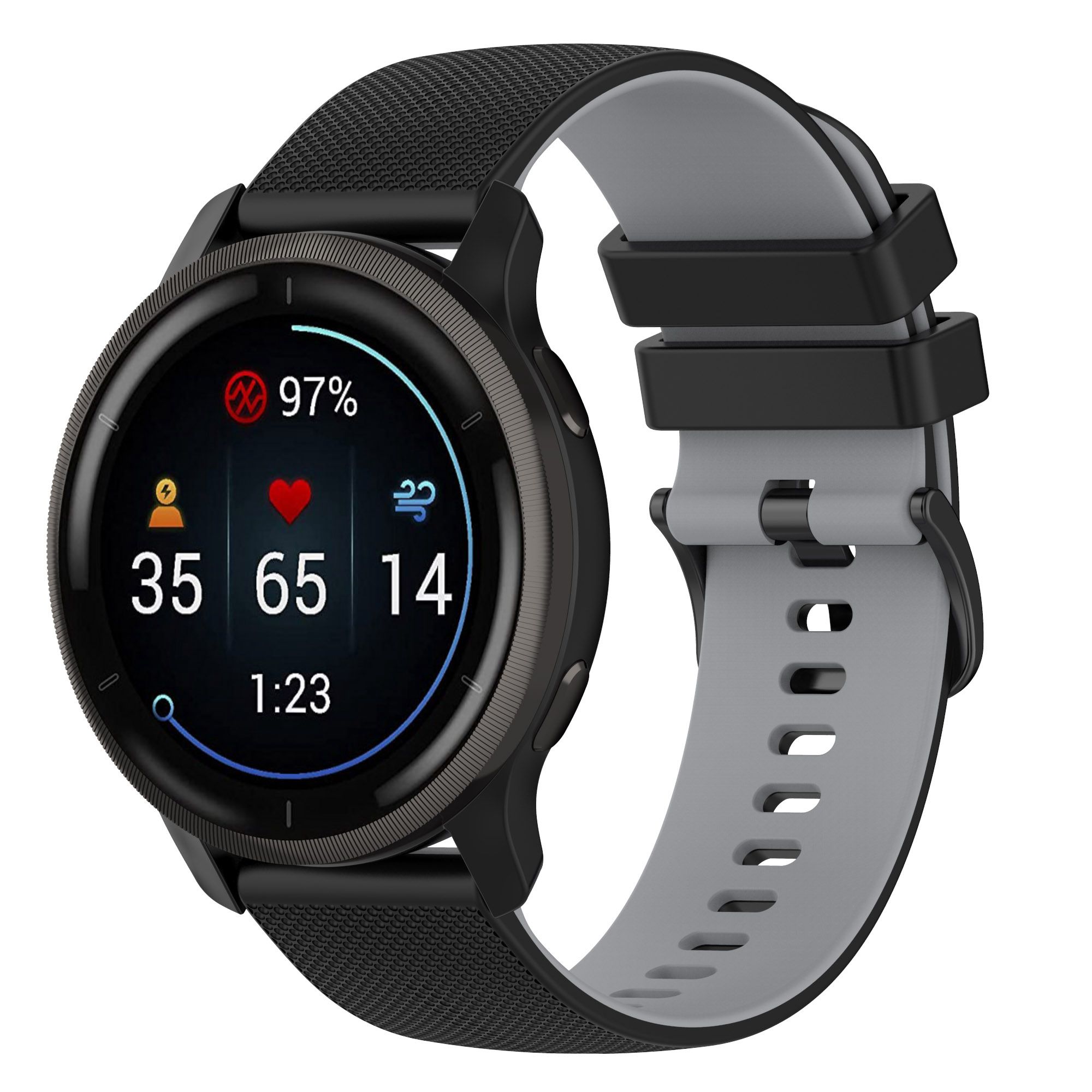 For Samsung Galaxy Watch3 45mm/Huawei Watch 3/Garmin Forerunner 255/Apex 46mm Silicone Watch Band 22mm Dual Color Adjustable Wrist Strap Black/Grey
For Samsung Galaxy Watch3 45mm/Huawei Watch 3/Garmin Forerunner 255/Apex 46mm Silicone Watch Band 22mm Dual Color Adjustable Wrist Strap Black/Grey