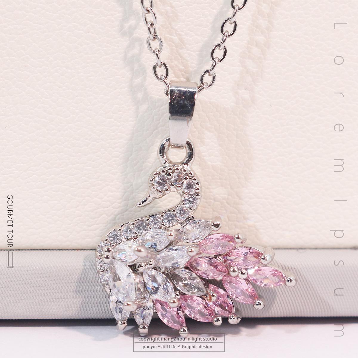 Элегантное ожерелье «Черный лебедь»: Модная подвеска из титановой стали с цирконием, простая роскошная цепочка на ключицу.