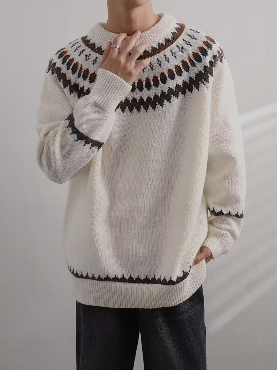 Unisex Retro Fair Isle Sweater: Jacquard Knit, Loose Fit, Trendy Long Sleeve Pullover for Couples XL білий
Unisex Retro Fair Isle Sweater: Jacquard Knit, Loose Fit, Trendy Long Sleeve Pullover for Couples XL білий