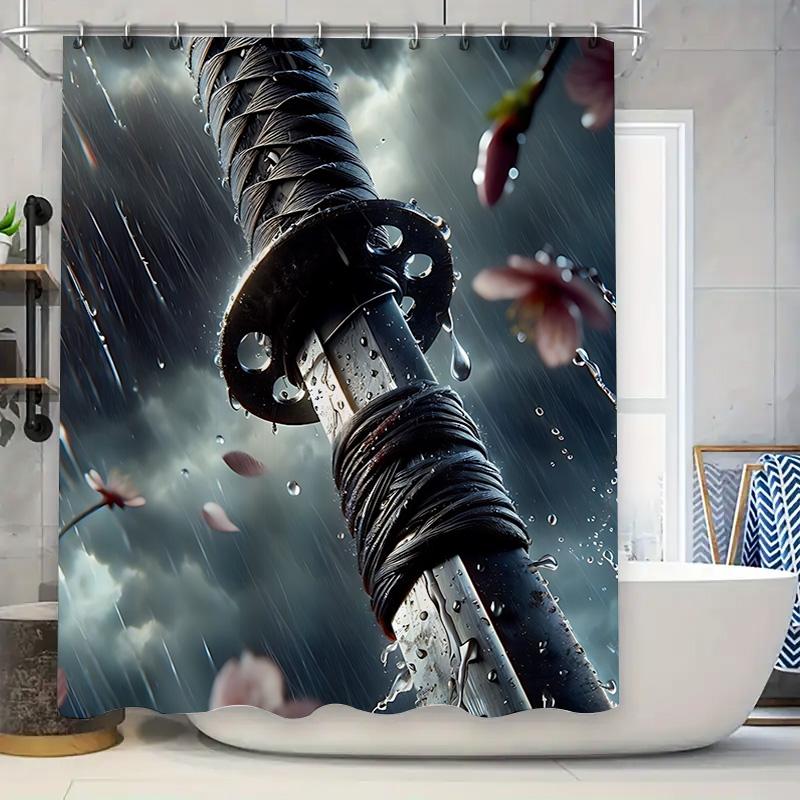 Antique Japanese Sword Shower Curtain - Waterproof Bathroom Decor With Dramatic Sky And Cherry Blossoms Waterproof Durable W60H190(CM)-1 Pcs
Antique Japanese Sword Shower Curtain - Waterproof Bathroom Decor With Dramatic Sky And Cherry Blossoms Waterproof Durable W60H190(CM)-1 Pcs