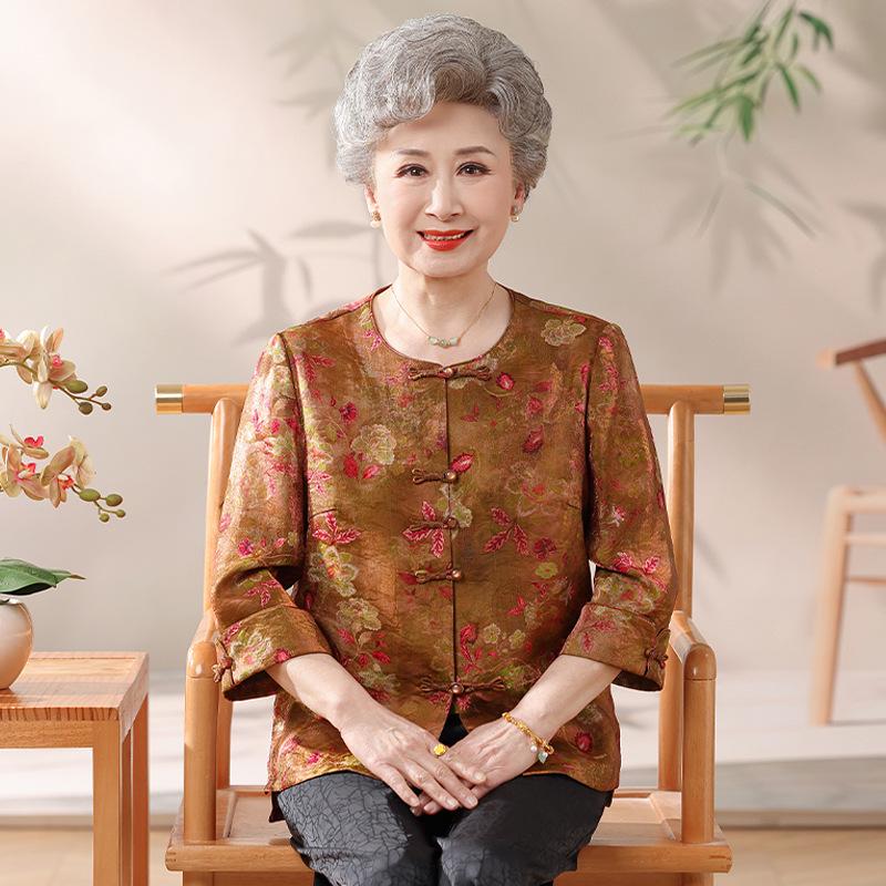 New Grandma Style: Chinese Spring/Summer Three-Quarter Sleeve Shirt for Middle-Aged & Elderly Women 3XL (125-135 pounds)
New Grandma Style: Chinese Spring/Summer Three-Quarter Sleeve Shirt for Middle-Aged & Elderly Women 3XL (125-135 pounds)