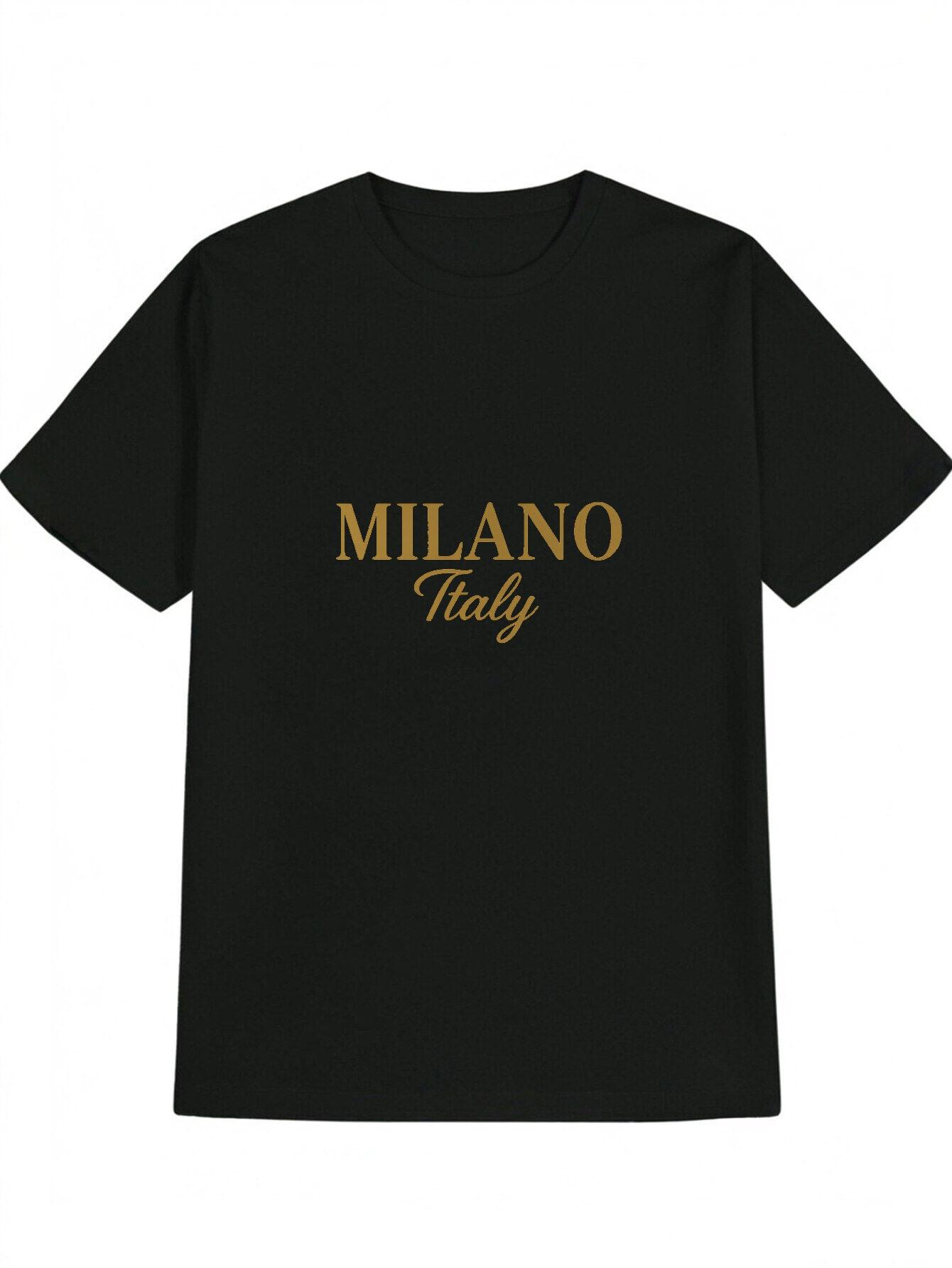 Casual Short Sleeve T-shirt with MILANO Italy Golden Print - Black Round Neck Summer Top XXXXL
Casual Short Sleeve T-shirt with MILANO Italy Golden Print - Black Round Neck Summer Top XXXXL