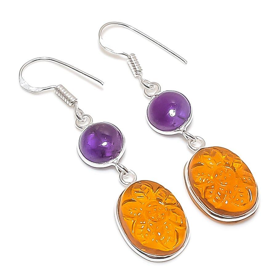 Natural Citrine, Amethyst 925 Sterling Silver Jewelry Earring 2.01 B7R70
Natural Citrine, Amethyst 925 Sterling Silver Jewelry Earring 2.01 B7R70