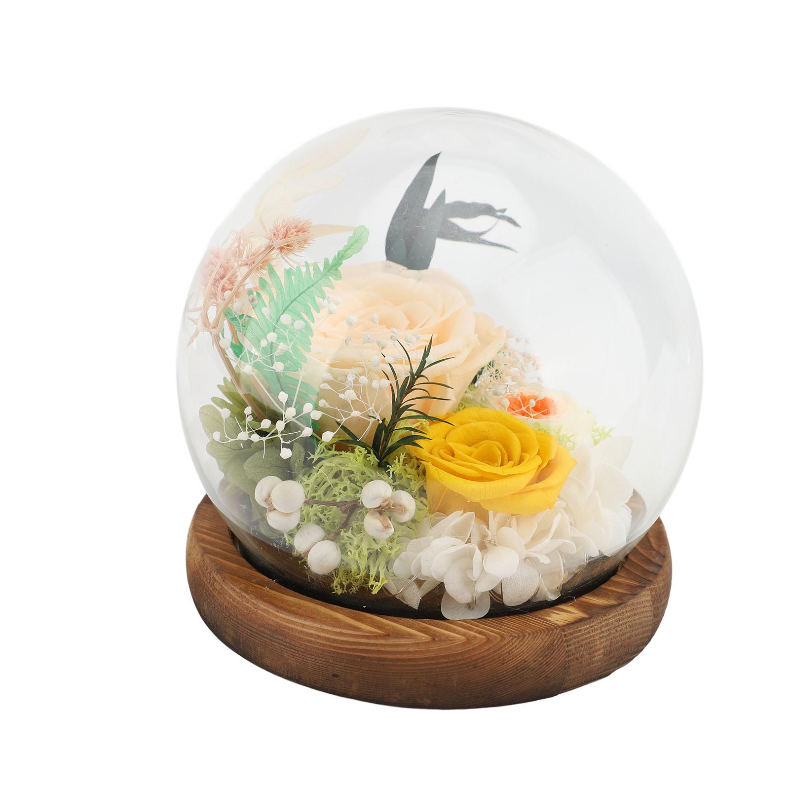 Вечная роза стеклянная крышка деревянная основа декоративная ручная работа настоящая роза декор украшение для дома