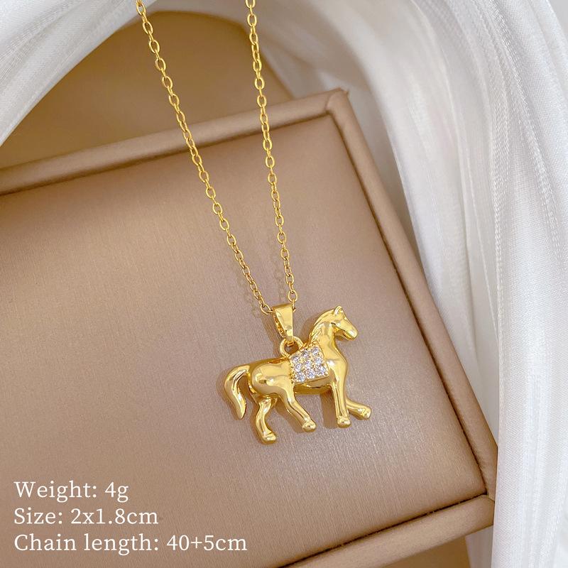Hip Hop Zircon Horse Pendant Necklace for Women Men Stainless Steel Chain Jewelry Accessory Gifts
Hip Hop Zircon Horse Pendant Necklace for Women Men Stainless Steel Chain Jewelry Accessory Gifts