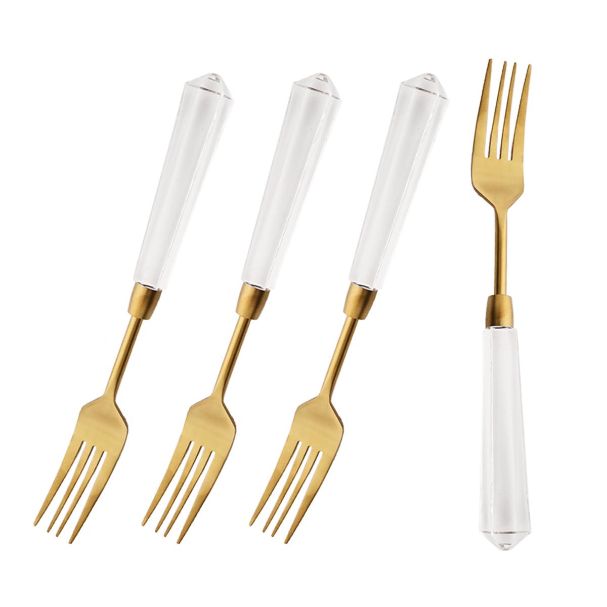 4Piece Gold Stainless Steel Flatware Set with Clear Acrylic Handle Matte Eating Utensils Dishwasher Safe 20cm-dessert fork-4p золотий
4Piece Gold Stainless Steel Flatware Set with Clear Acrylic Handle Matte Eating Utensils Dishwasher Safe 20cm-dessert fork-4p золотий