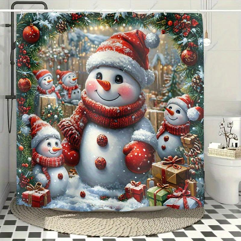 Festive Snowman Family Bath Curtain - Polyester, Washable, Machine Washable With Hooks, Christmas & Holiday Themed Design W60H190(CM)-1 Pcs
Festive Snowman Family Bath Curtain - Polyester, Washable, Machine Washable With Hooks, Christmas & Holiday Themed Design W60H190(CM)-1 Pcs