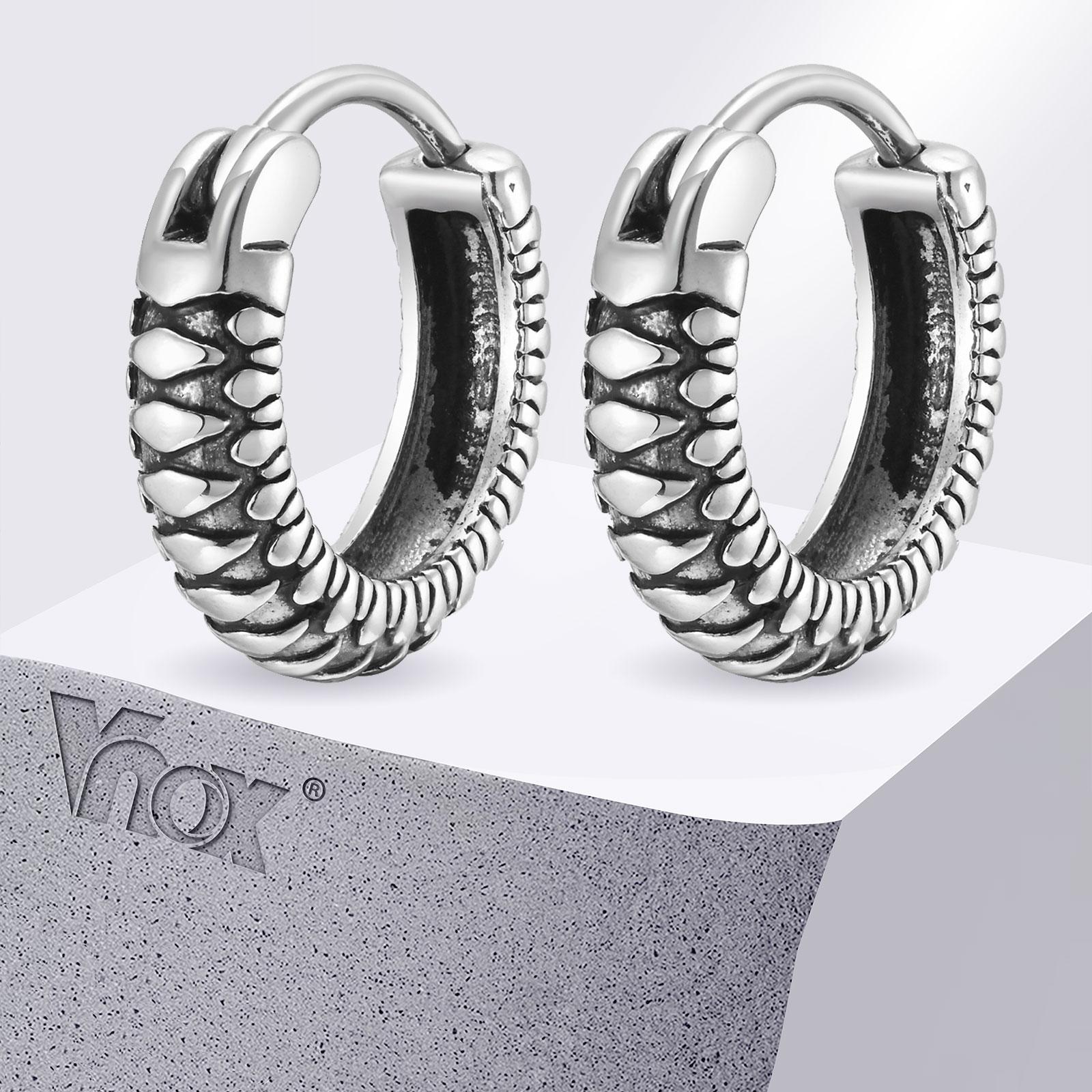 Vnox Vintage Snake Textured Hoop Earrings, Retro Punk Rock Mens Boys Small Hoops, Anti Allergy Stainless Steel Metal Brincos
Vnox Vintage Snake Textured Hoop Earrings, Retro Punk Rock Mens Boys Small Hoops, Anti Allergy Stainless Steel Metal Brincos
