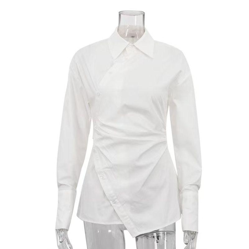 European and American New Lapel Long sleeve Waist Hugging Shirts Cross Design Irregular Top Irregular Shirt White S
European and American New Lapel Long sleeve Waist Hugging Shirts Cross Design Irregular Top Irregular Shirt White S