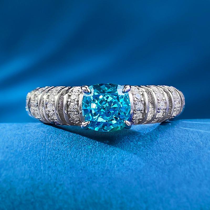 Xiancan Jewelry 925 Inlaid High Carbon Diamond 6x6 Paraiba Ring - European & American Style Luxury Women s Ring. Size 5
Xiancan Jewelry 925 Inlaid High Carbon Diamond 6x6 Paraiba Ring - European & American Style Luxury Women s Ring. Size 5