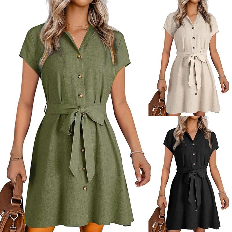 Women s Summer Dress 2024 New Women Lapel Single-breasted Ribbon Women s Summer Sundresses Female Pure Color Commute Dress XXL зелений
Women s Summer Dress 2024 New Women Lapel Single-breasted Ribbon Women s Summer Sundresses Female Pure Color Commute Dress XXL зелений