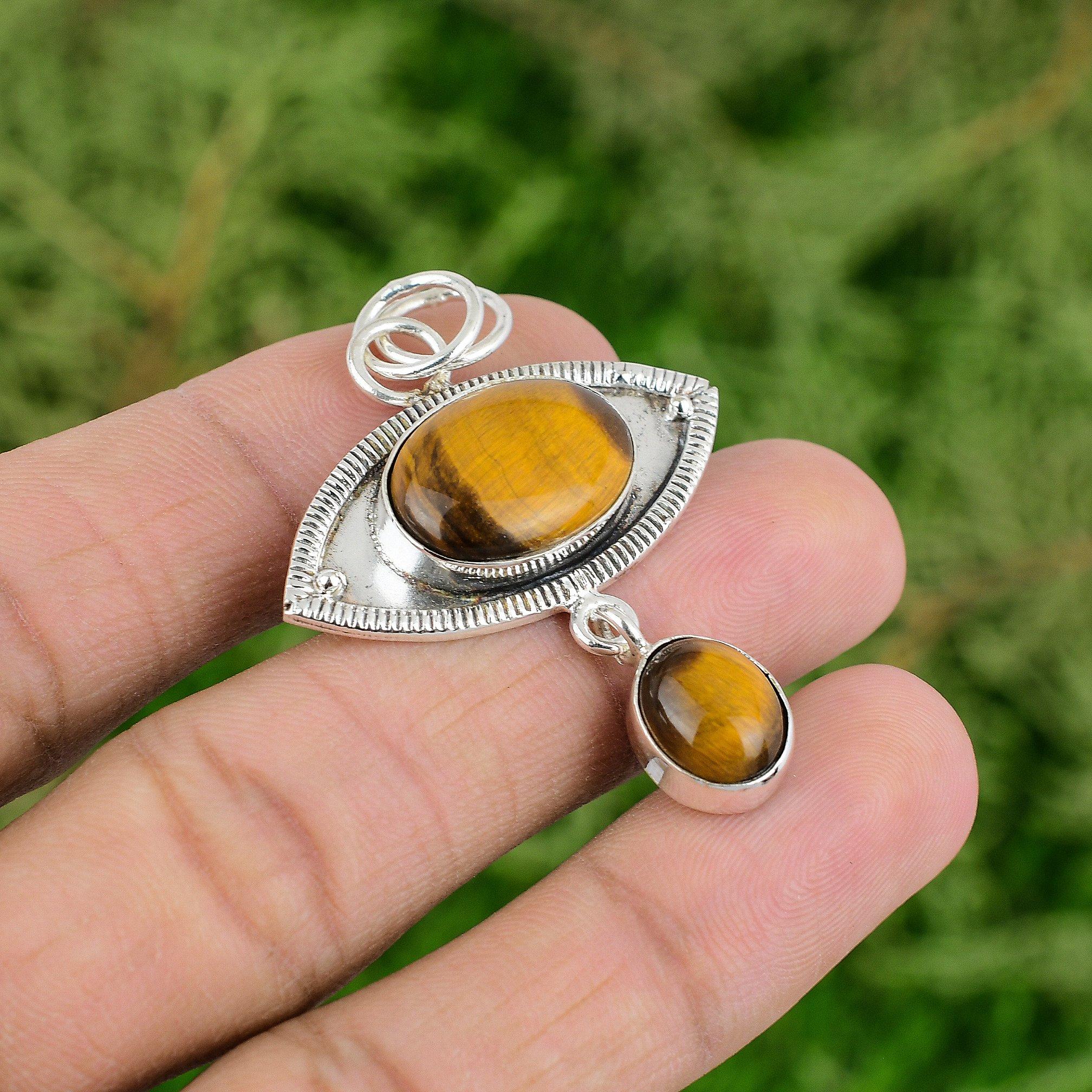 925 Sterling Silver Oval Natural Tigers Eye Bezel Engagement Pendant Jewelry
925 Sterling Silver Oval Natural Tigers Eye Bezel Engagement Pendant Jewelry