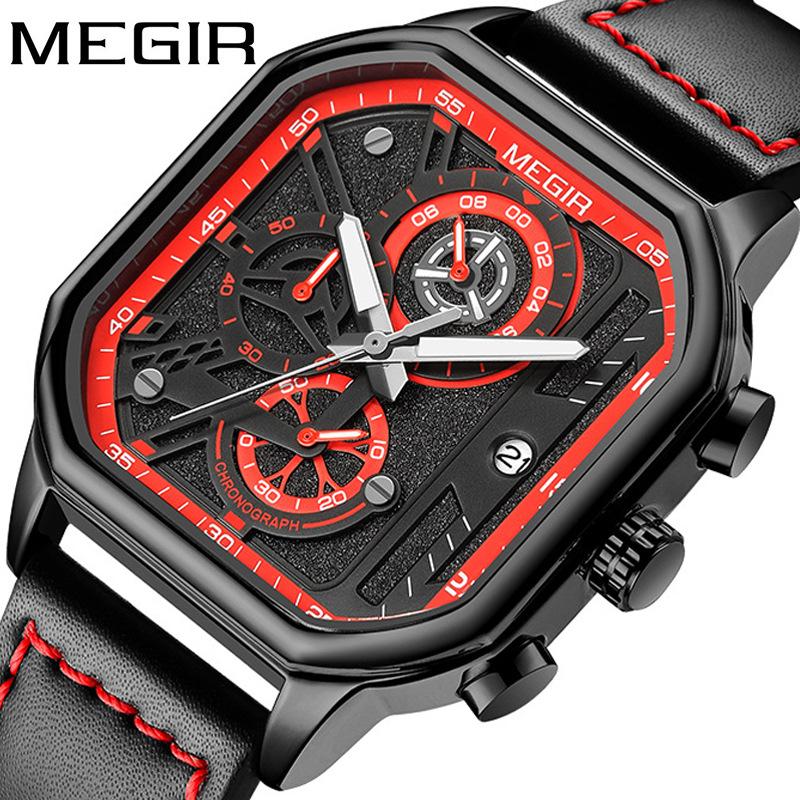 Новые Megger Megir Square Watch Trend Многофункциональные кварцевые часы с таймером Мужские мужские часы из натуральной кожи 8106
Новые Megger Megir Square Watch Trend Многофункциональные кварцевые часы с таймером Мужские мужские часы из натуральной кожи 8106