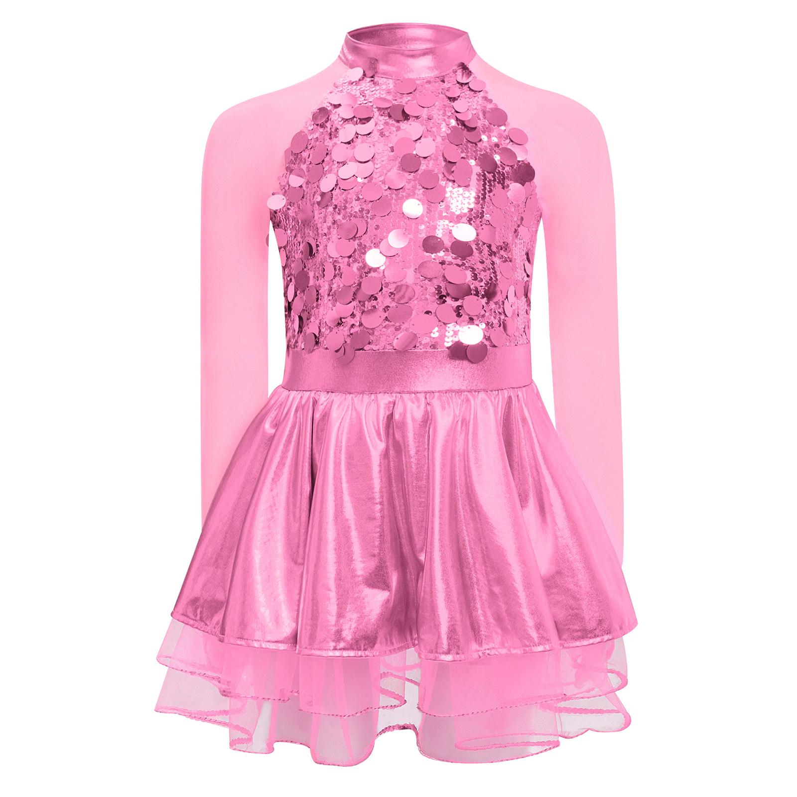 Girls Metallic Tutu Dress Sheer Mesh Long Sleeve Keyhole Back Sparkling Sequins Performance Outfit 5-6 Years рожевий
Girls Metallic Tutu Dress Sheer Mesh Long Sleeve Keyhole Back Sparkling Sequins Performance Outfit 5-6 Years рожевий