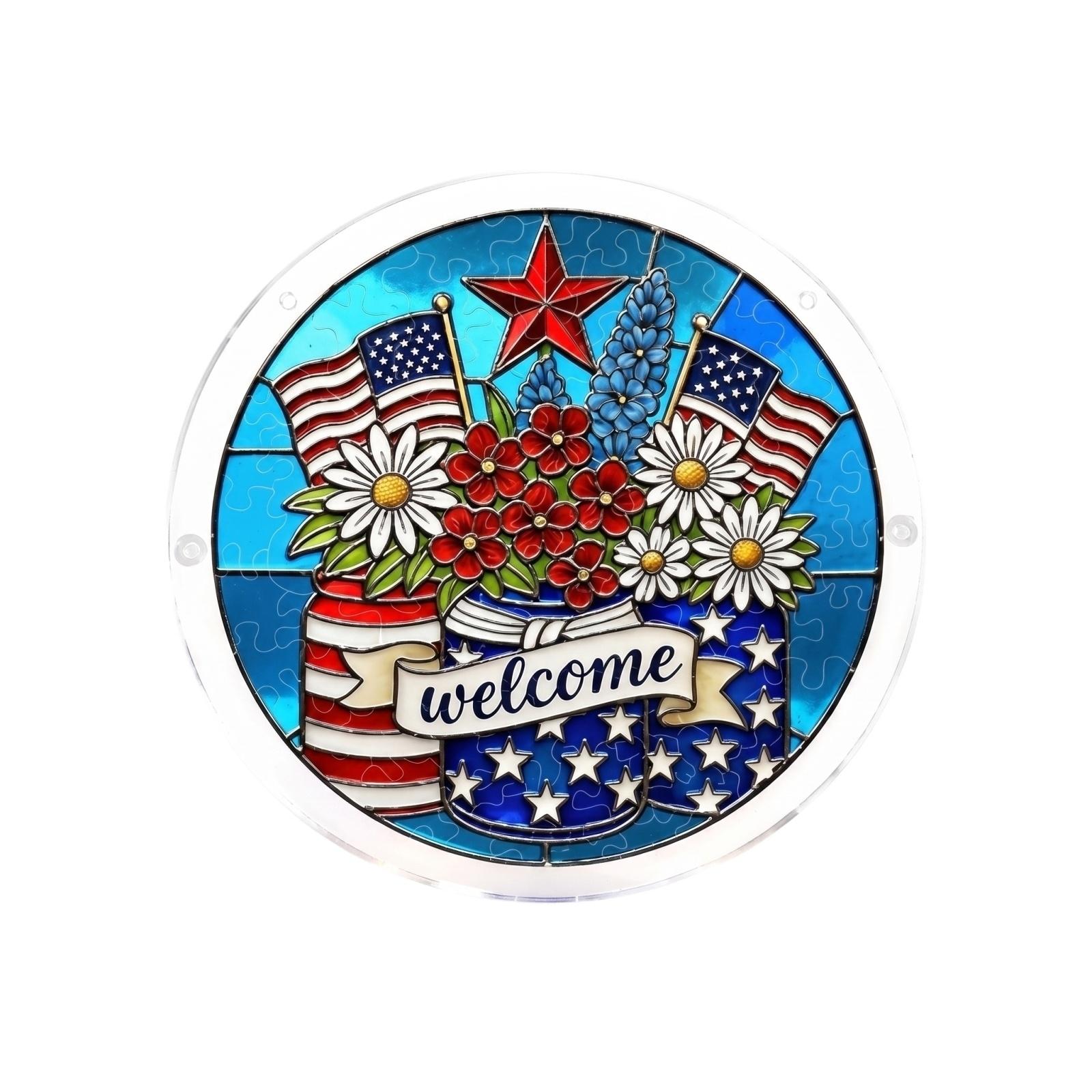 2D Acrylic Sun Catcher Puzzle Wall Hanging Decor Window Ornament Home Decoration Circular Design with Eagle and Banner Theme Suitable for Indoor Use One Size
2D Acrylic Sun Catcher Puzzle Wall Hanging Decor Window Ornament Home Decoration Circular Design with Eagle and Banner Theme Suitable for Indoor Use One Size