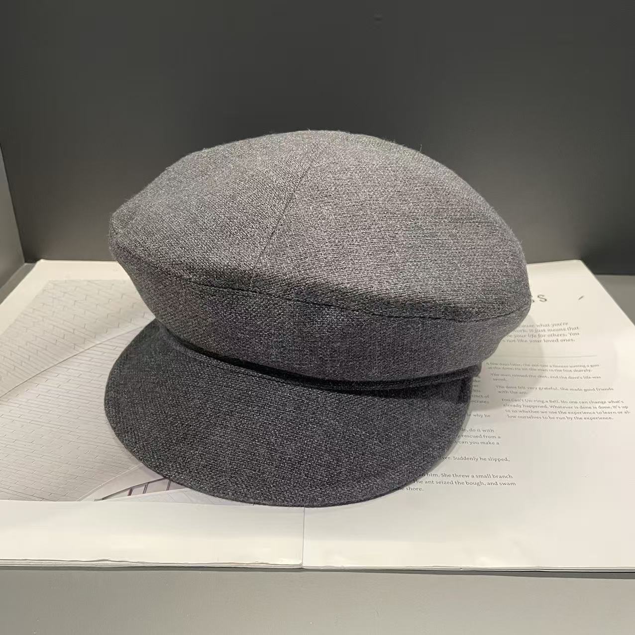 Японская Ретро Шерстяная Твидовая Кепка Газетчика для Девочек Осень и Зима Британская Мода Уличный Стиль Шляпа Художника Облачная Восьмиугольная Шляпа M(56-58cm)
