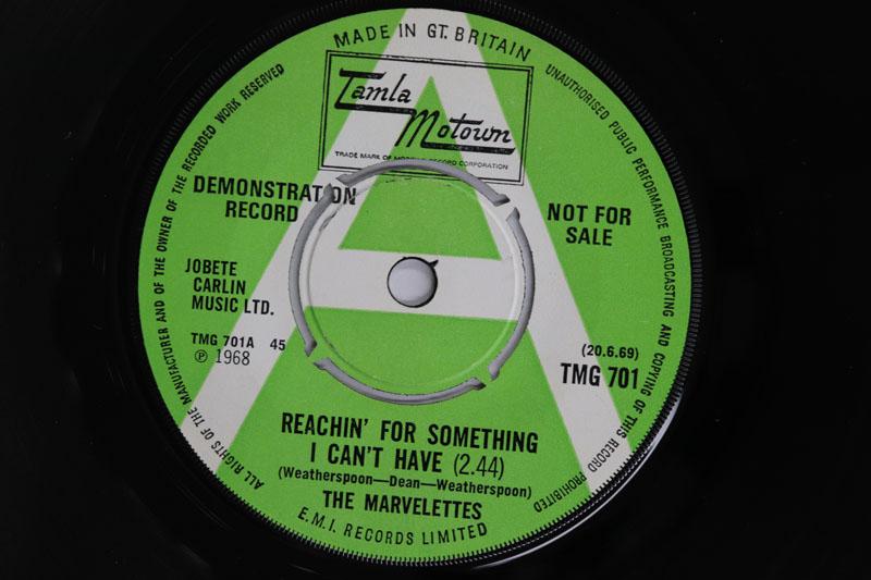 7inch Record MARVELETTES Reachin For Something I Cant Have TMG701PROMO TAMLA MOTOWN 1969 UK SoulFunk Used
7inch Record MARVELETTES Reachin For Something I Cant Have TMG701PROMO TAMLA MOTOWN 1969 UK SoulFunk Used