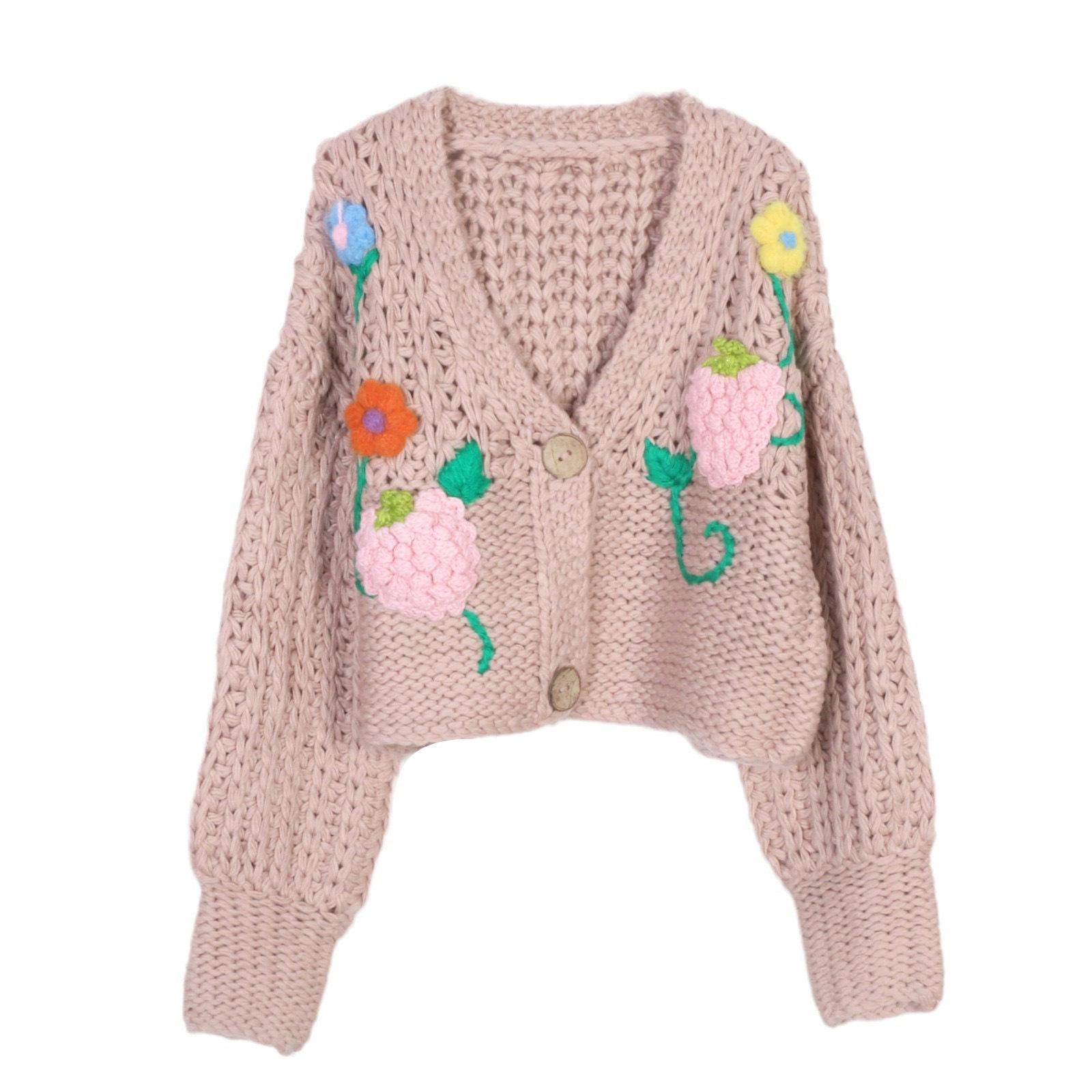 Women s Sweet Pink Hand-Crocheted Flower Cardigan - V-Neck, Single-Breasted, Long Sleeve L
Women s Sweet Pink Hand-Crocheted Flower Cardigan - V-Neck, Single-Breasted, Long Sleeve L