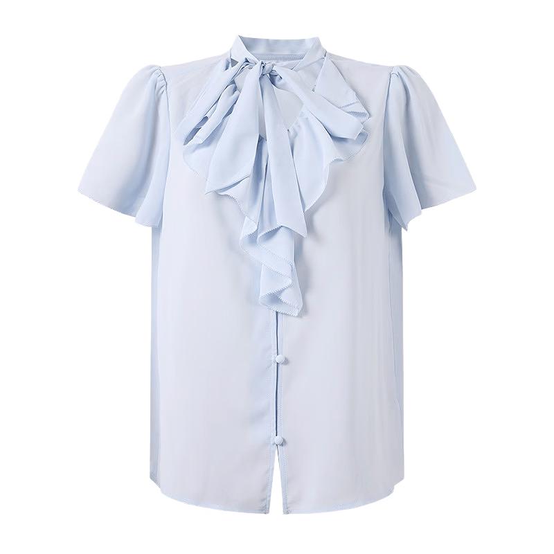 Sweet Ruffled Chiffon Blouse with Flutter Sleeves M
Sweet Ruffled Chiffon Blouse with Flutter Sleeves M