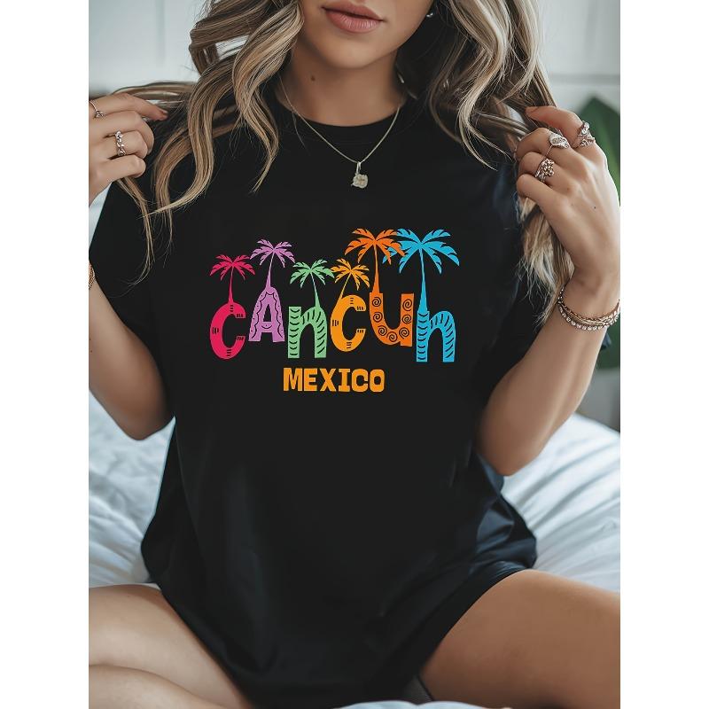 Plus Size, Cancun MEXICO Graphic Print Plus Size Women s T-shirt, Short Sleeve Crew Neck Casual Top for Summer & Spring, Women s Clothing S чёрный
Plus Size, Cancun MEXICO Graphic Print Plus Size Women s T-shirt, Short Sleeve Crew Neck Casual Top for Summer & Spring, Women s Clothing S чёрный