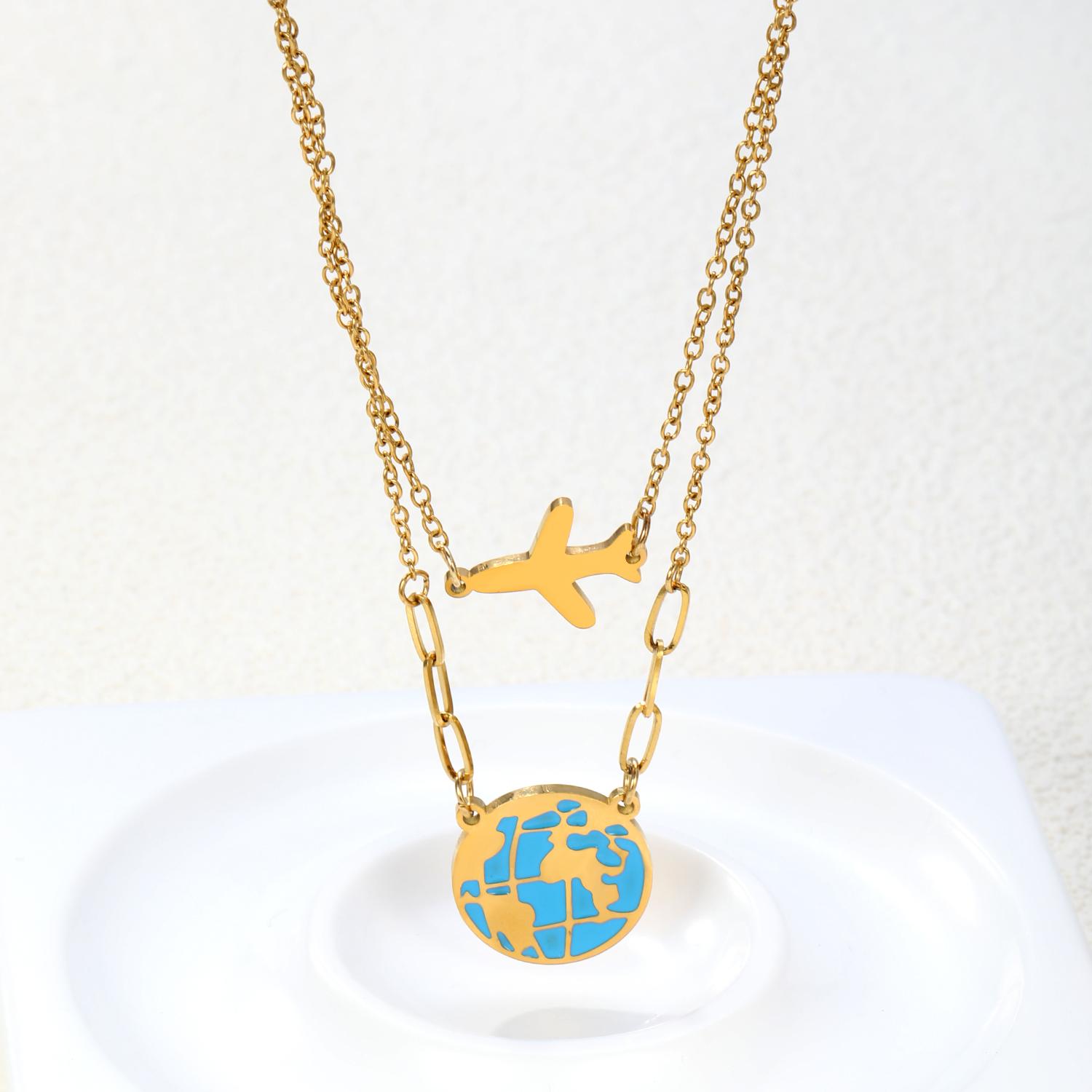 Designer Fly Plane Global Earth Pendant Necklace Women Men Couple Gold Plated Stainless Steel Anniversary Jewelry Romantic Gifts
Designer Fly Plane Global Earth Pendant Necklace Women Men Couple Gold Plated Stainless Steel Anniversary Jewelry Romantic Gifts