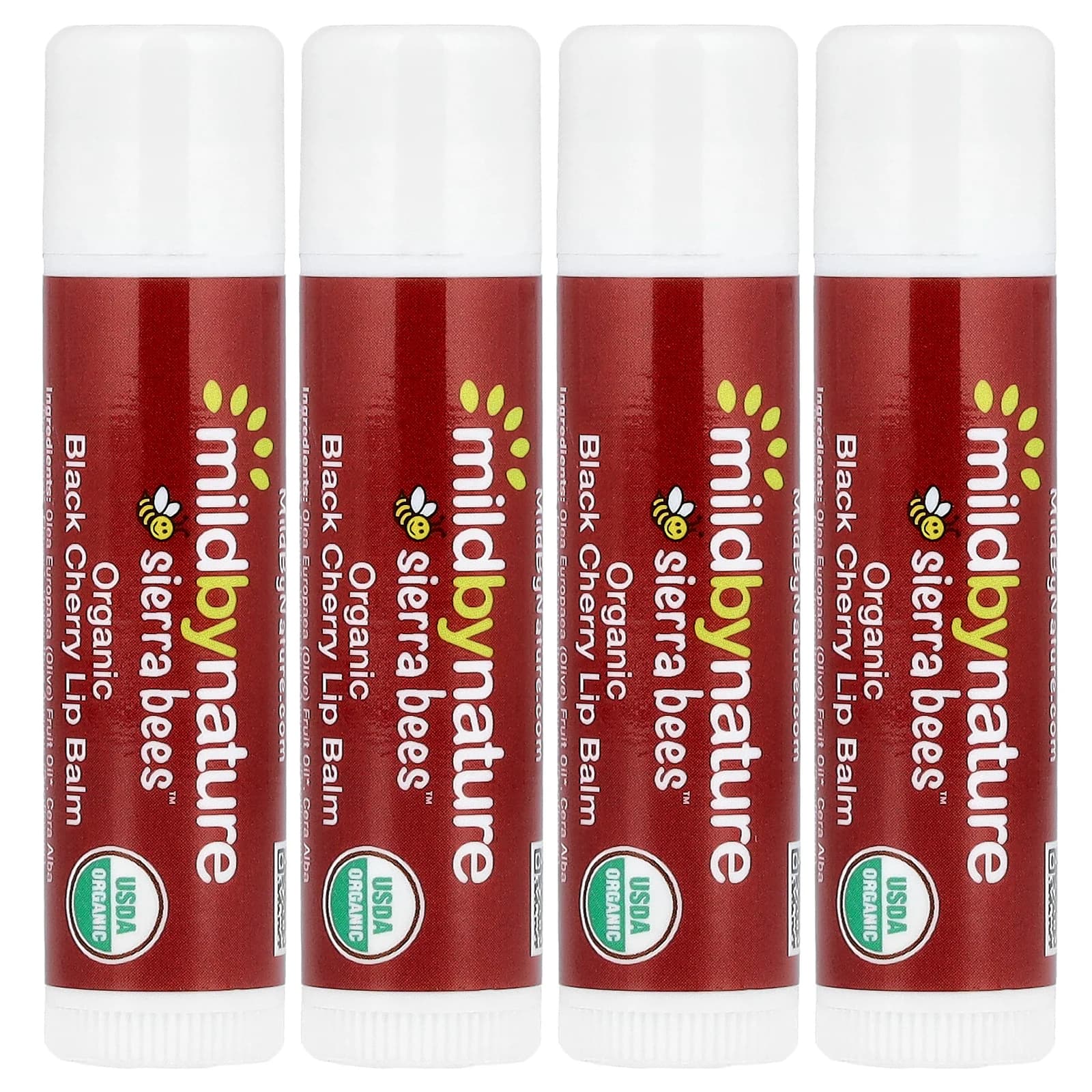 Mild By Nature, Sierra Bees™, Organic Lip Balm, Black Cherry, 4 Pack, 4.25 g (0.15 oz) Each
Mild By Nature, Sierra Bees™, Organic Lip Balm, Black Cherry, 4 Pack, 4.25 g (0.15 oz) Each