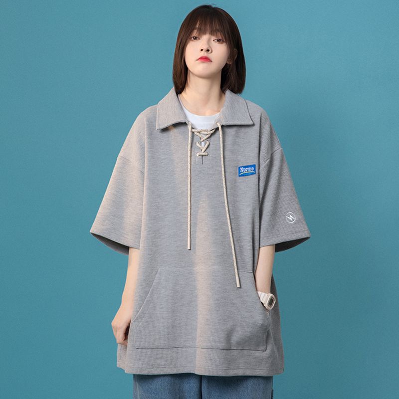 Пуловеры с коротким рукавом и отложным воротником, футболки со шнуровкой, удобная уличная одежда для весны и лета, новая женская рубашка поло M серый
Пуловеры с коротким рукавом и отложным воротником, футболки со шнуровкой, удобная уличная одежда для весны и лета, новая женская рубашка поло M серый