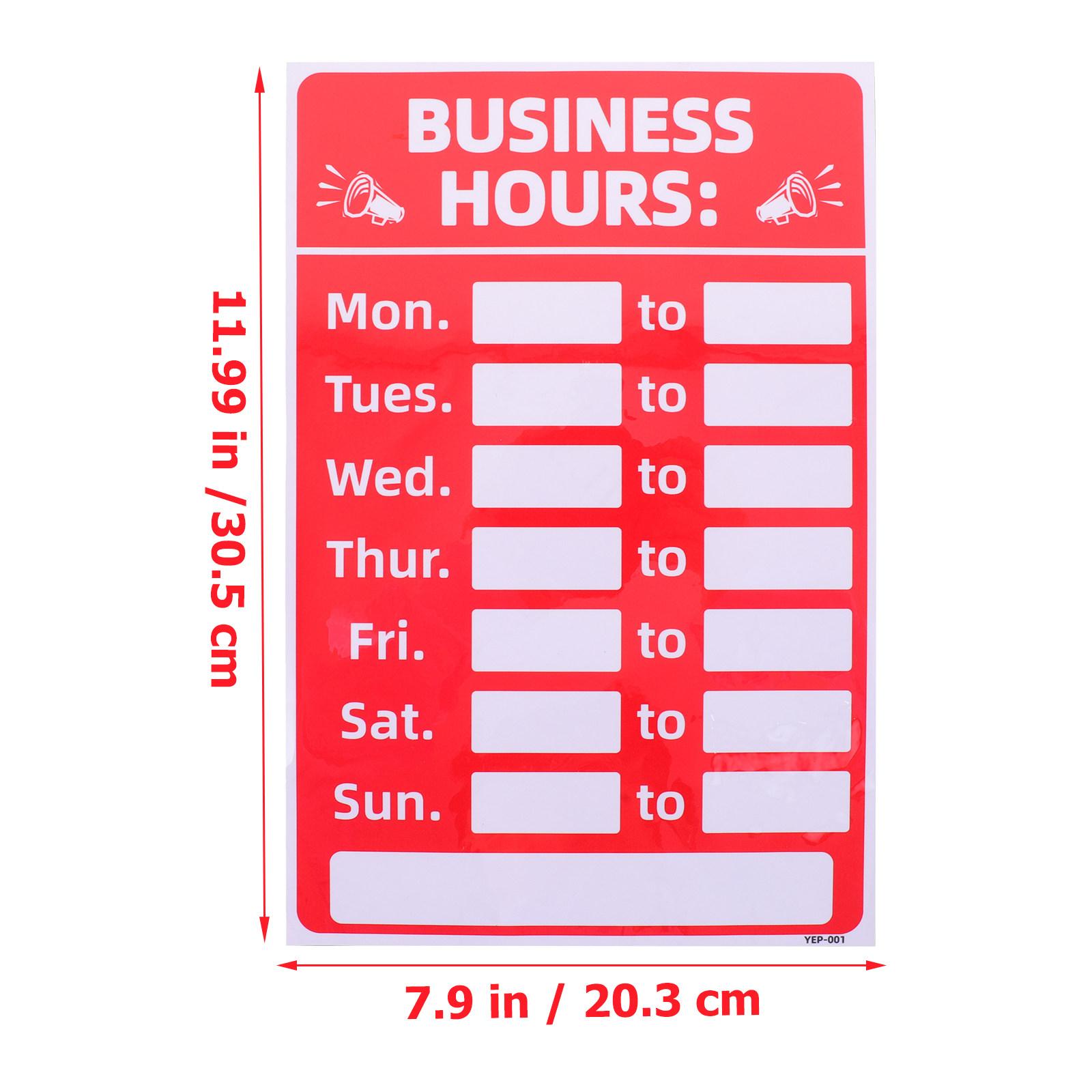 2Pcs Business Hours Stickers PVC Waterproof Self Adhesive Opening Closing Store Signs for Restaurants Shops Bars Coffee Cafes червоний
2Pcs Business Hours Stickers PVC Waterproof Self Adhesive Opening Closing Store Signs for Restaurants Shops Bars Coffee Cafes червоний