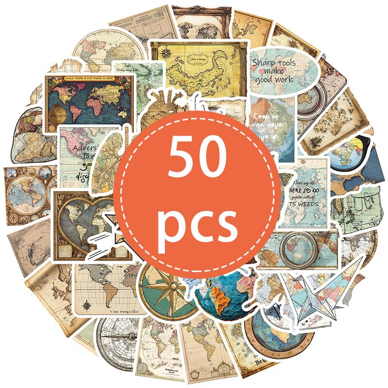 50PCS Vintage Travel Clock Map Stickers Set Retro Aesthetic Waterproof Vinyl Decals for Scrapbooking DIY Laptops
50PCS Vintage Travel Clock Map Stickers Set Retro Aesthetic Waterproof Vinyl Decals for Scrapbooking DIY Laptops