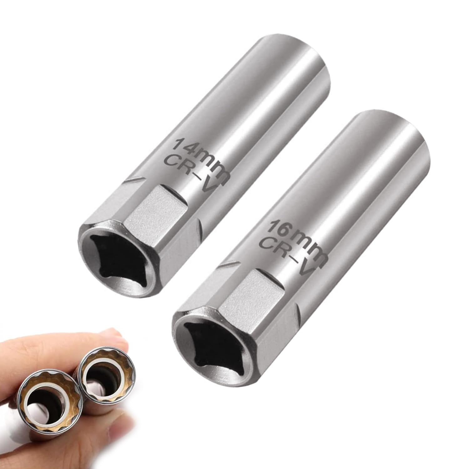 Spark Plug Wrench Set removable tool for replacing spark plugs in automobiles (2 pieces) Thin-walled, (14mm/16mm).
Spark Plug Wrench Set removable tool for replacing spark plugs in automobiles (2 pieces) Thin-walled, (14mm/16mm).