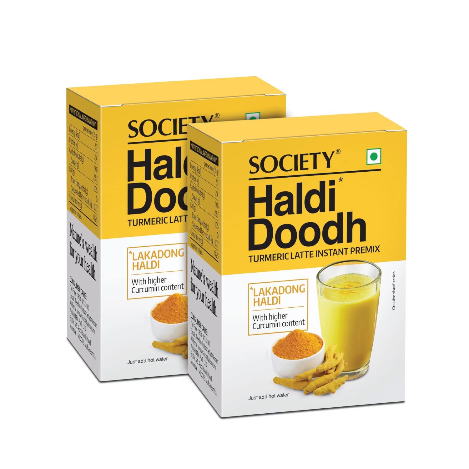 Society Tea Instant Haldi Doodh Turmeric Milk Drink Lakadong Turmeric Sachets Easy Mix Beverage (15g X 5 sachets )75 g X Pack Of 2
Society Tea Instant Haldi Doodh Turmeric Milk Drink Lakadong Turmeric Sachets Easy Mix Beverage (15g X 5 sachets )75 g X Pack Of 2